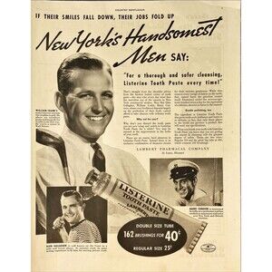 Listerine ToothPaste "Used By: Harry Conover-Glen Gallager-William Crabb" Ad '36